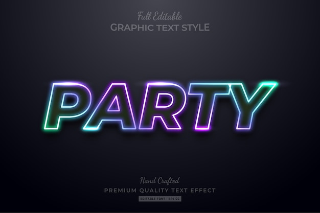 Эффект редактируемого стиля текста Gradient Neon Party Premium