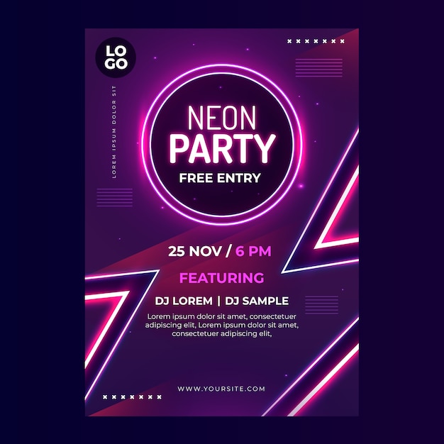 Gradient neon poster template