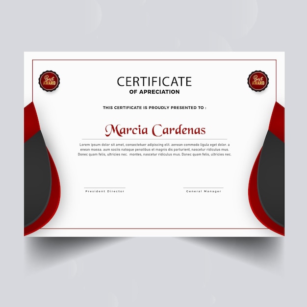 Gradient new red elegant certificate template