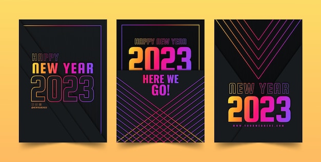 グラデーション新年2023グリーティングカードセット