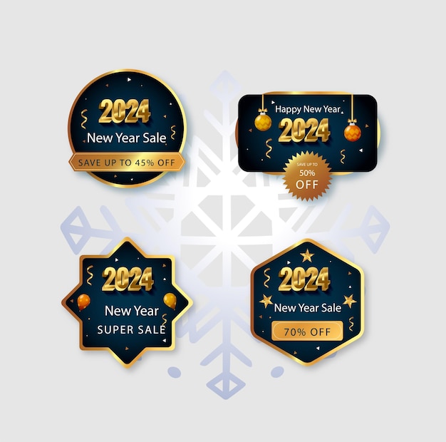 Premium Vector Gradient new year 2024 labels collection