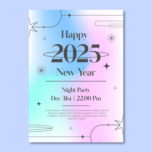 Gradient new year 2025 poster flyer template