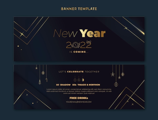 Vector gradient new year horizontal banners set