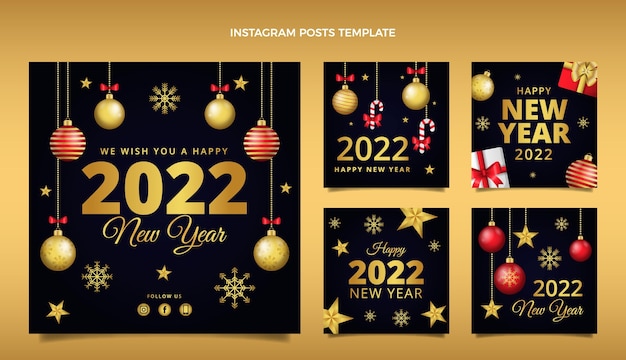 Vector gradient new year instagram posts collection