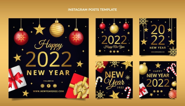 Vector gradient new year instagram posts collection