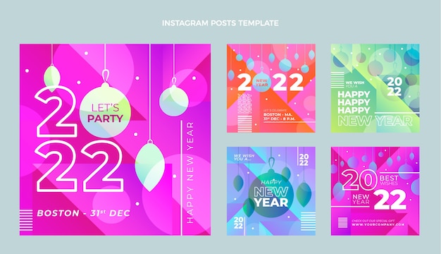 Vector gradient new year instagram posts collection