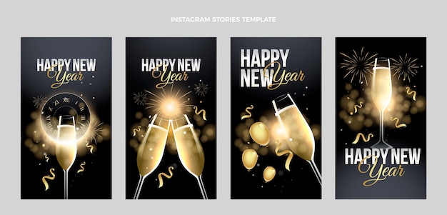 Vector gradient new year instagram stories collection