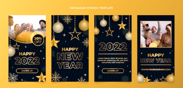 Vector gradient new year instagram stories collection