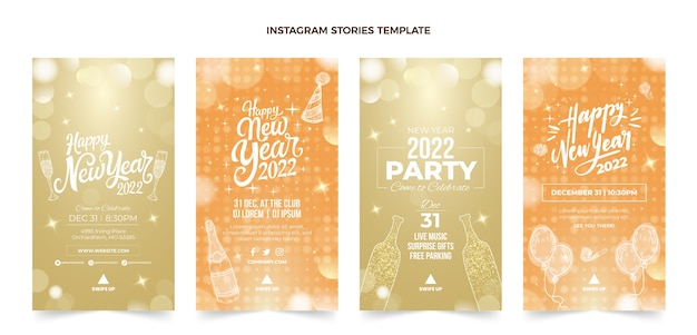 Raccolta di storie di instagram di capodanno sfumato