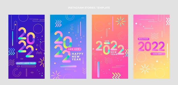 ベクトル グラデーションの新年のinstagramの物語