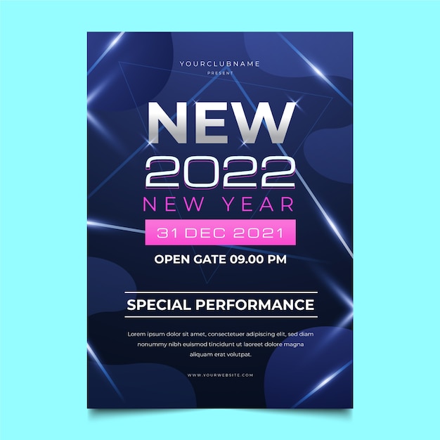 Gradient new year party flyer template