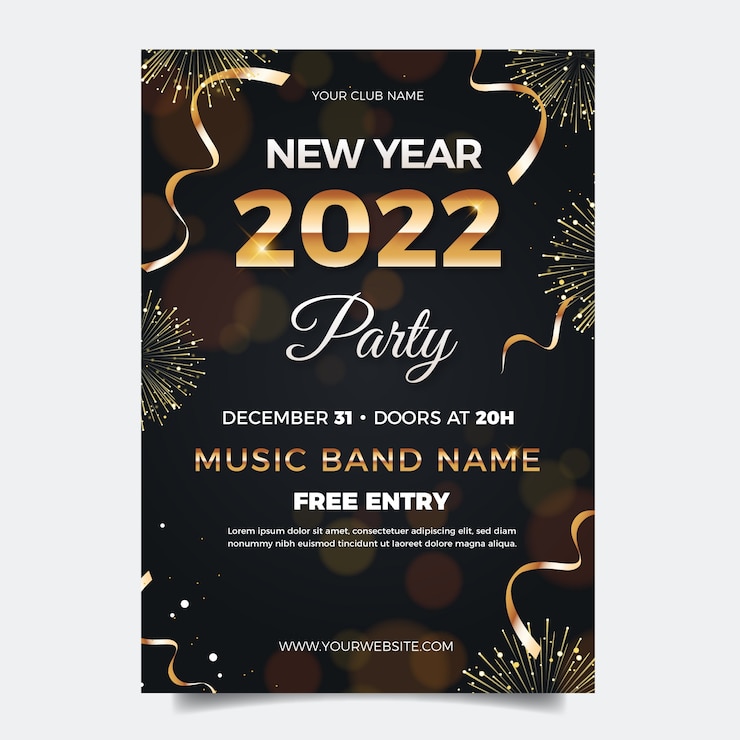 Vector gradient new year party flyer template