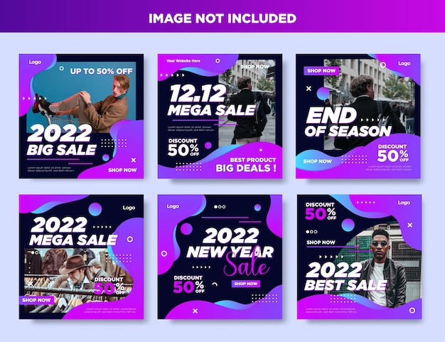 Vector gradient new year sale discount social media post template promotion design