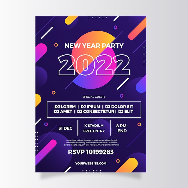 Vector gradient new year vertical party flyer template