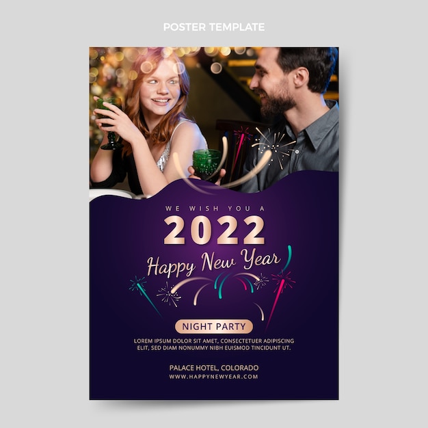 Vector gradient new year vertical poster template