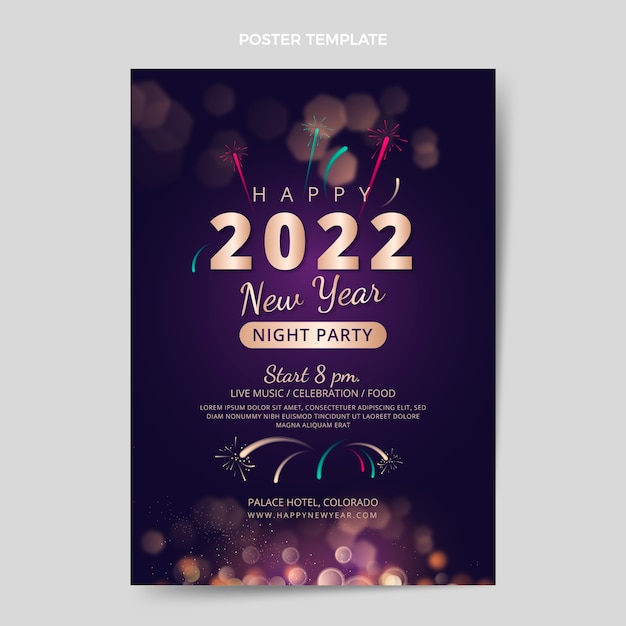 Vector gradient new year vertical poster template