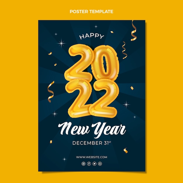 Vector gradient new year vertical poster template