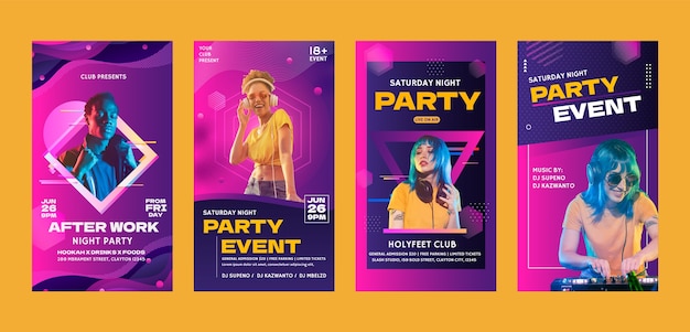 Vector gradient night club instagram stories