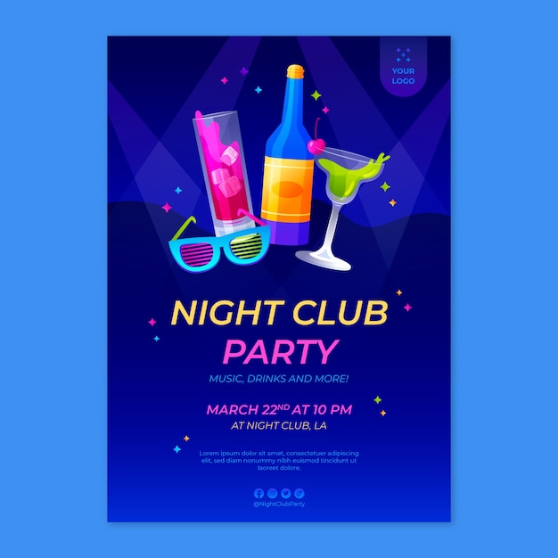 Vector gradient night club poster template