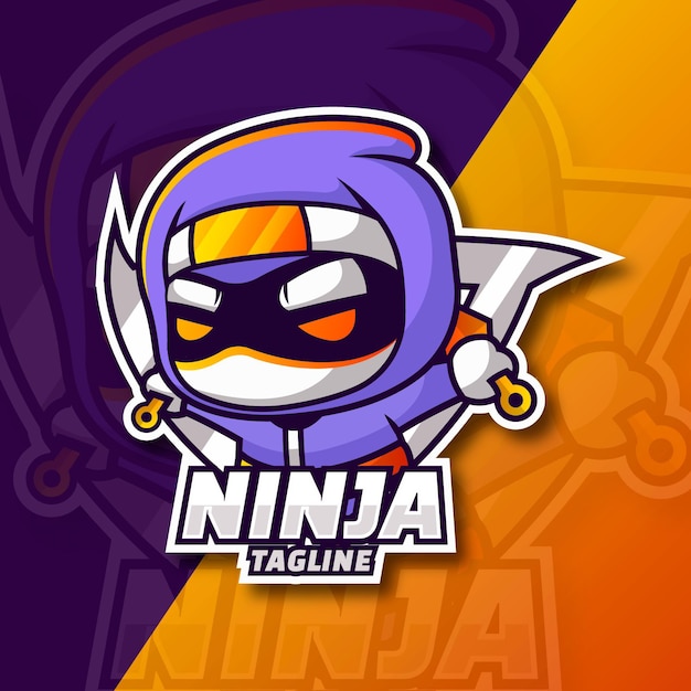 Modello di logo ninja sfumato