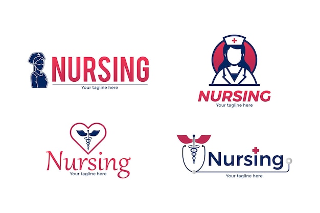 Vector gradient nurse logo collection