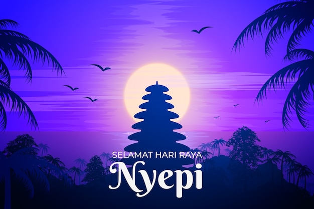 Vector gradiënt nyepi illustratie