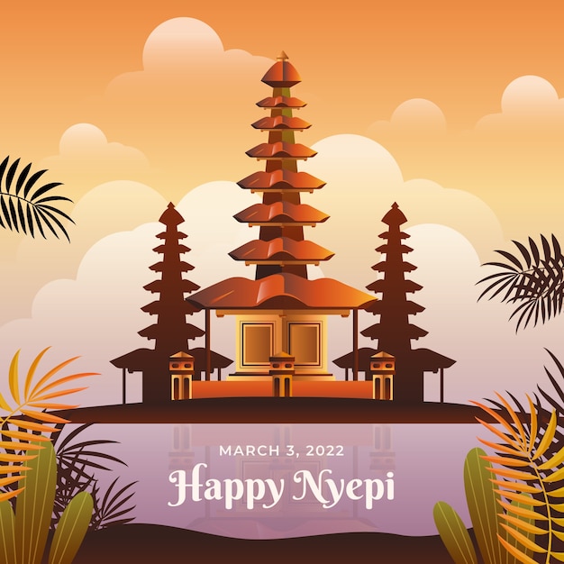 Vettore illustrazione di nyepi sfumata