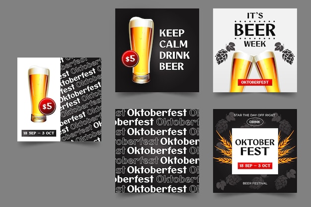 Vector gradient oktoberfest instagram posts collection