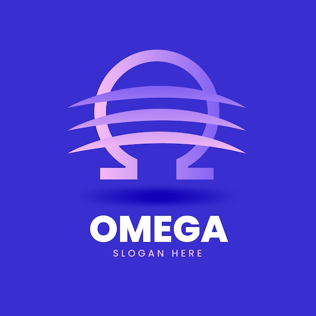 Vettore modello di logo omega sfumato