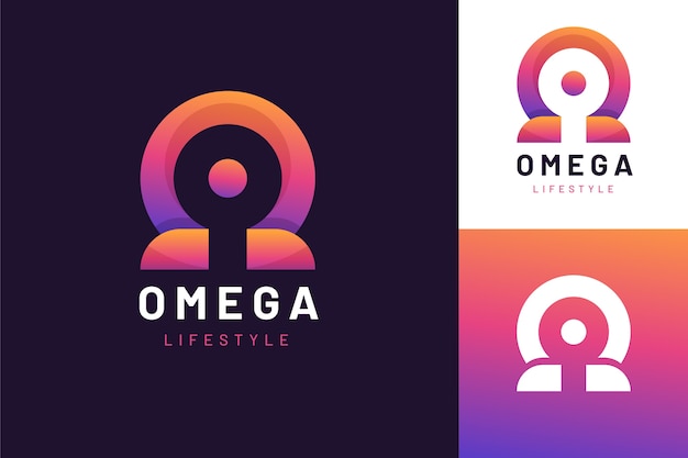 Vettore modello di logo omega sfumato