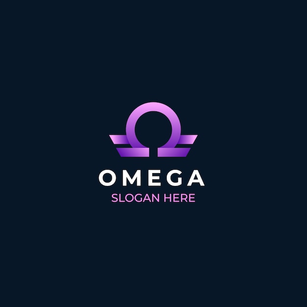 Vettore modello di logo omega sfumato