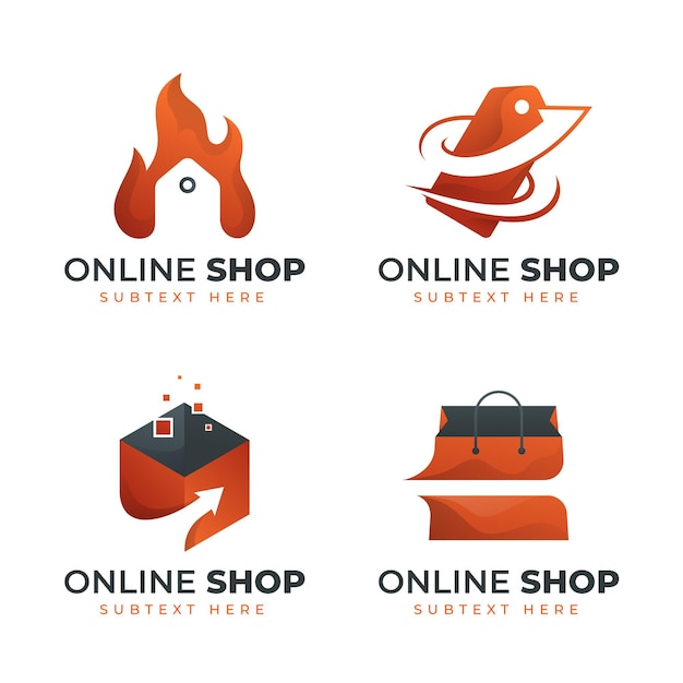 Gradient online shop logo collection