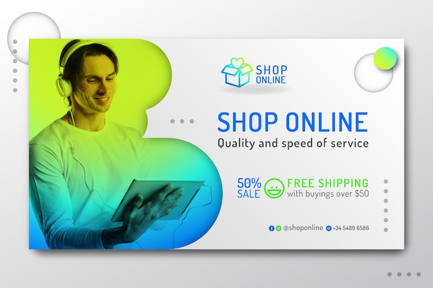 Vector gradient online shopping landing page