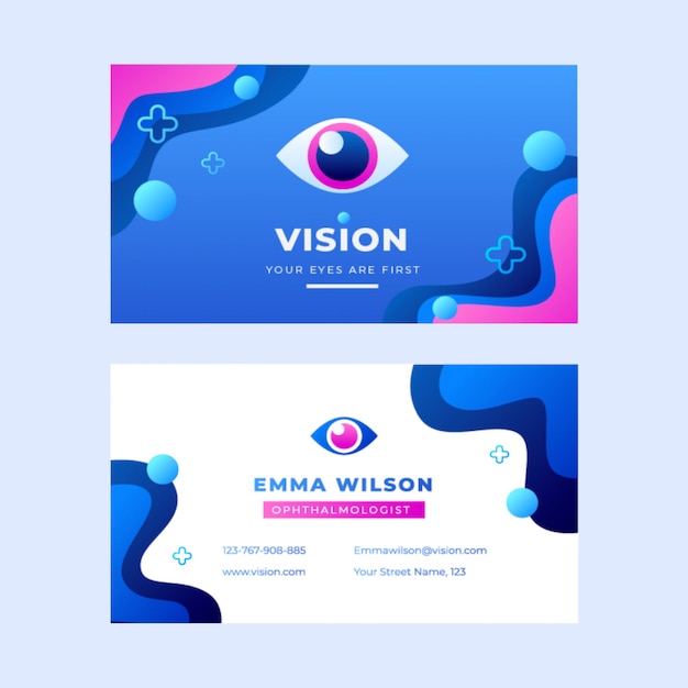 Gradient ophthalmologist horizontal business card template