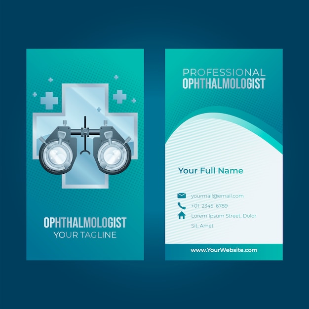 Vector gradient ophthalmologist vertical business card