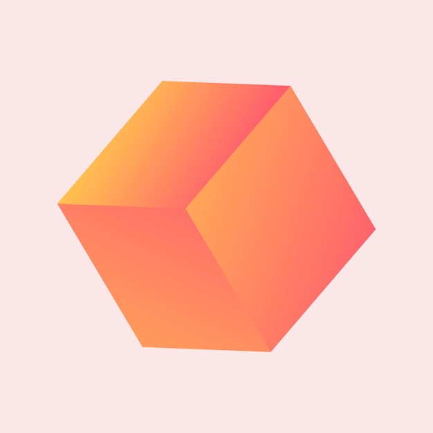 Vector gradient orange cube, geometric collage element vector