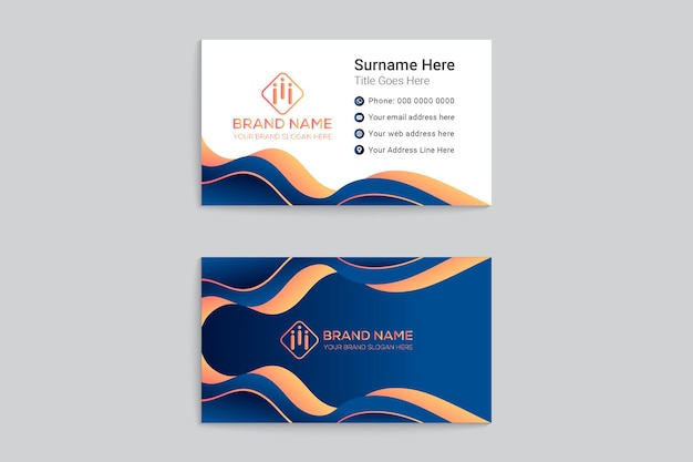 Gradient orange luxury horizontal business card template