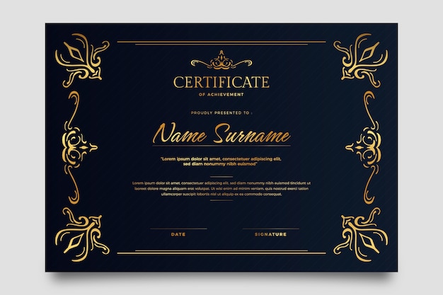 Vector gradient ornamental certificate