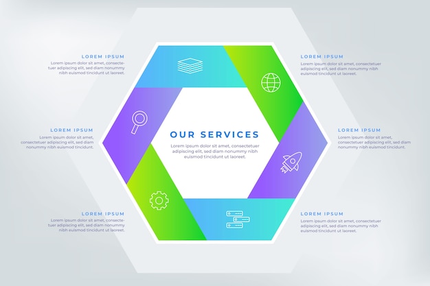 Vector gradient our services infographic