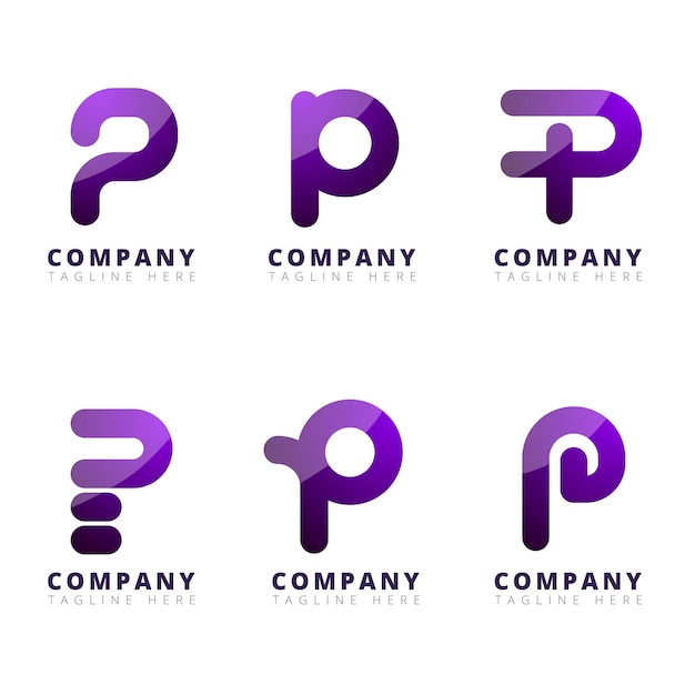 Gradient p logo collection