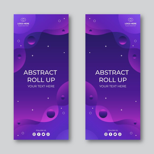 Gradiënt paarse abstracte roll-up banner met achtergrond ontwerpsjabloon