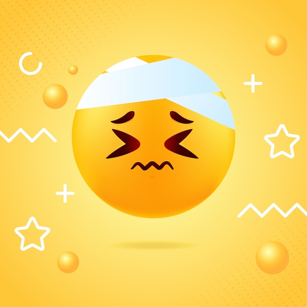 Vector gradient  pain emoji illustration