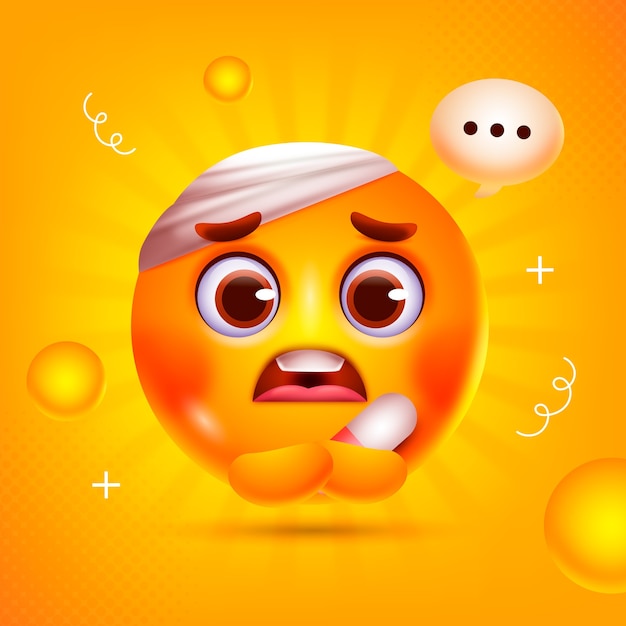 Vettore illustrazione emoji del dolore gradiente