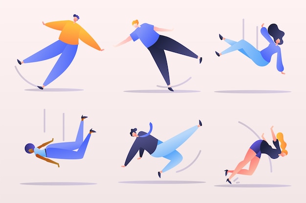 Vector gradient people falling collection