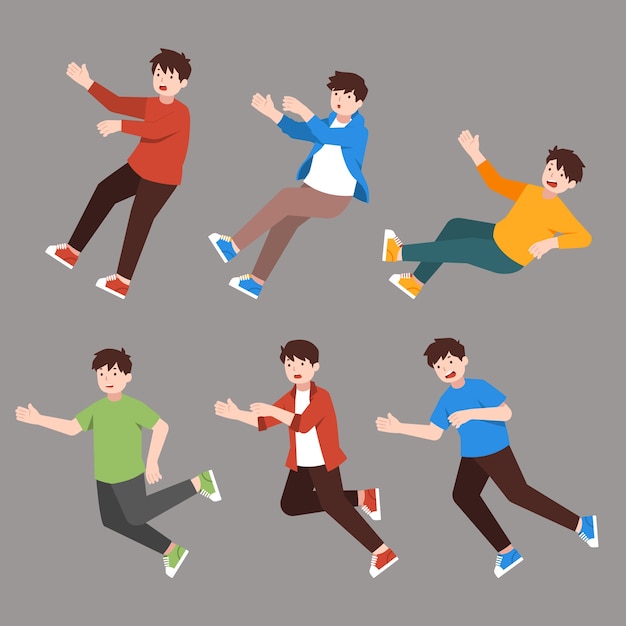 Vector gradient people falling collection