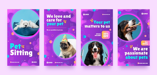 Vector gradient pet sitting template