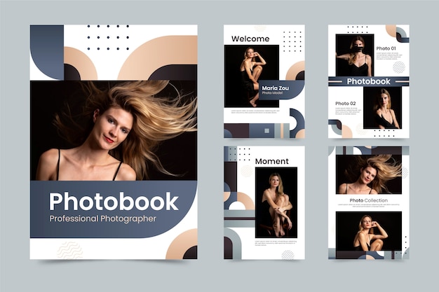 Vector gradient photobook template design