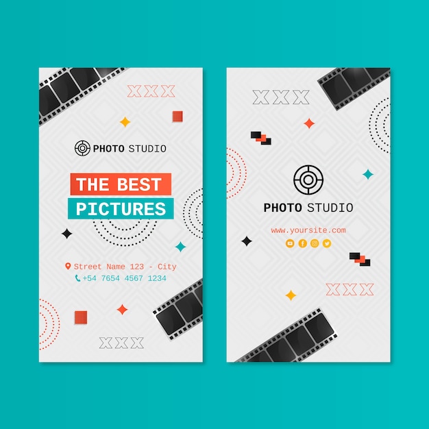 Vector gradient photography studio vertical business card