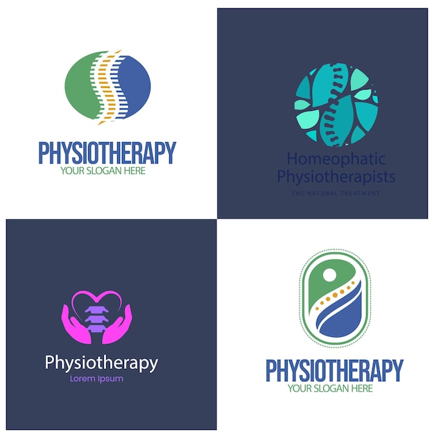 gradient physiotherapy logo collection set