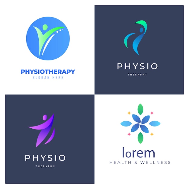 Gradient physiotherapy logo collection set